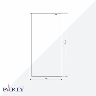 Душевая перегородка Parly T80 80х190 профиль Хром стекло прозрачное